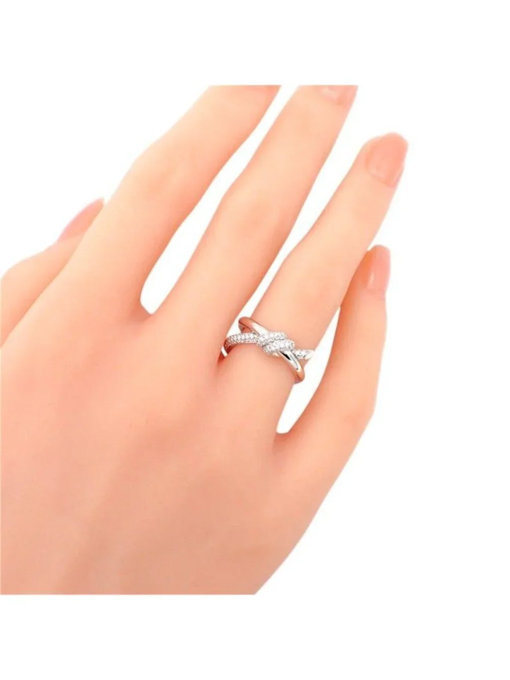 Tiffany & Co Knot Double Row Ring White Gold Diamond